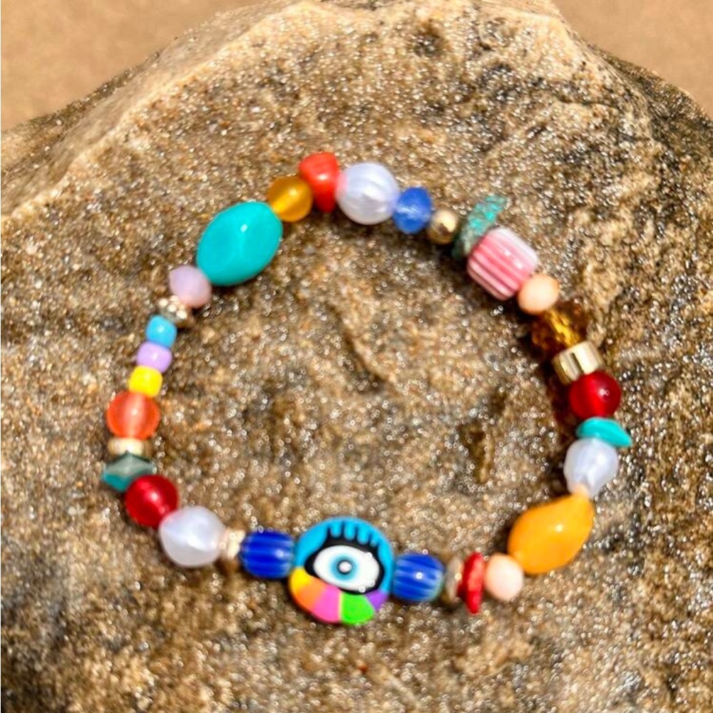 Colorful Beaded Evil Eye Bracelet